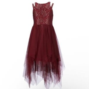 Bonnie Jean burgundy tulle formal dress Girls 10